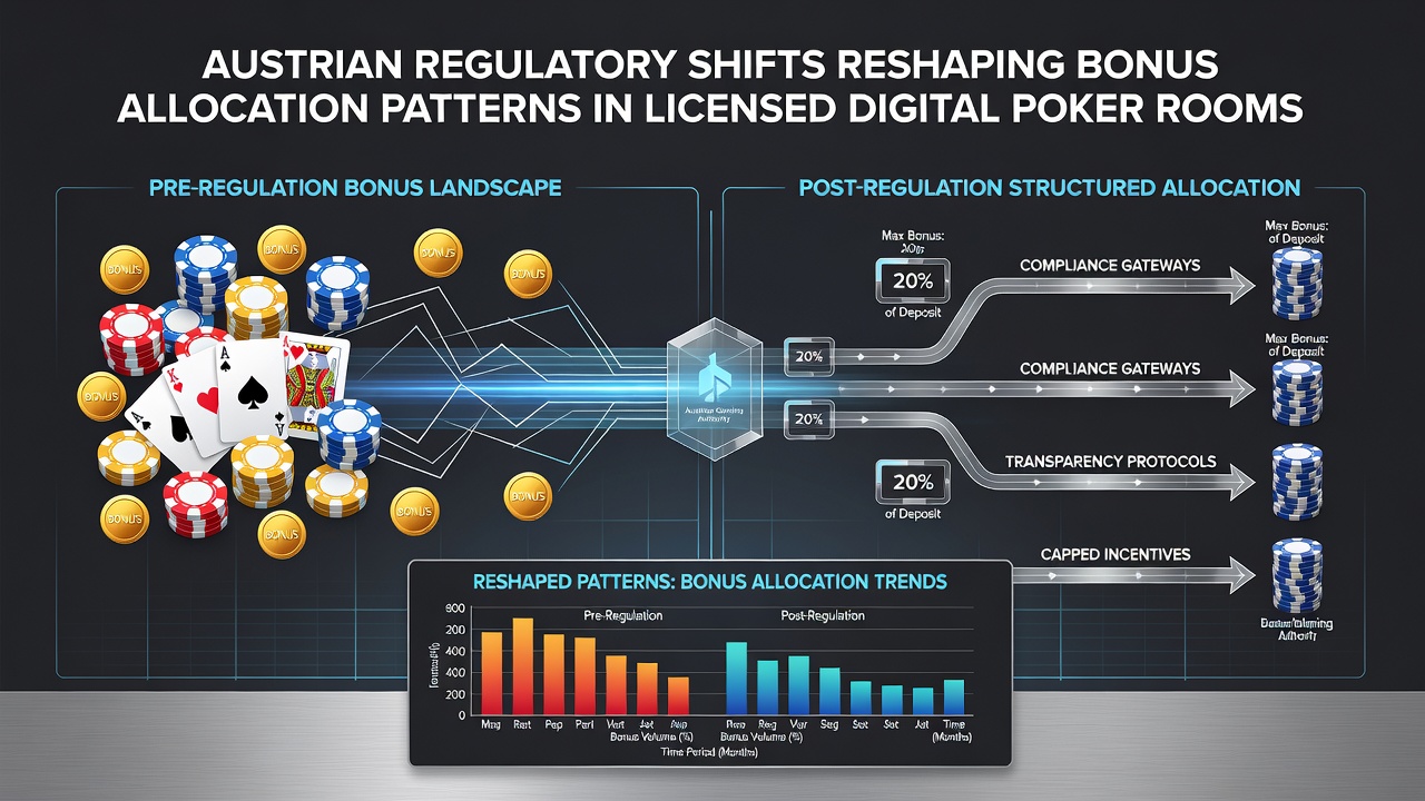 Digital poker interface displaying updated bonus allocation options under Austrian regulations